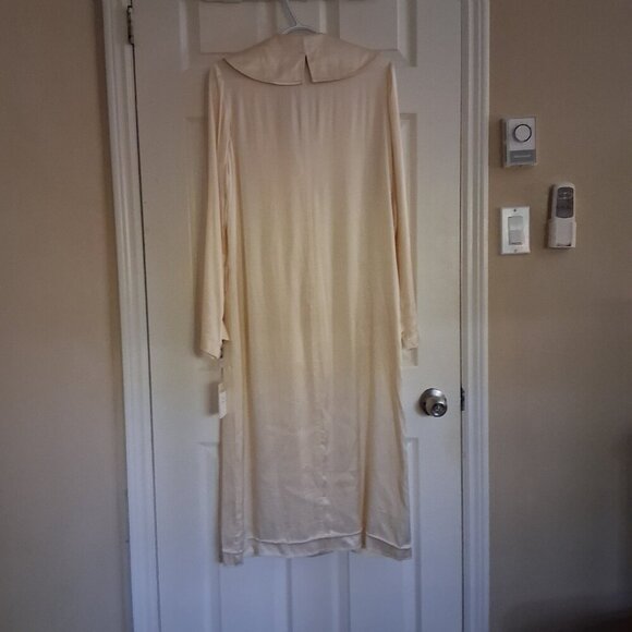 Something Navy NWT Women's S Ivory Grand Lapel Satin Long Trench Coat *FLAWS* - Picture 3 of 16